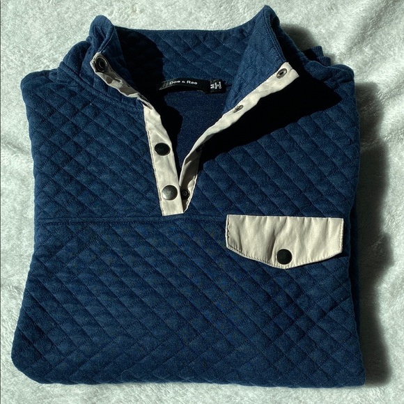 Doe & Rae Blue Quarter-Snap Quilted Sweater - Picture 4 of 4